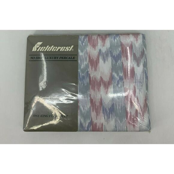 Vintage Fieldcrest King Flat Sheet Made in USA No Iron Luxury Percale Sleepsoft - Picture 2 of 7